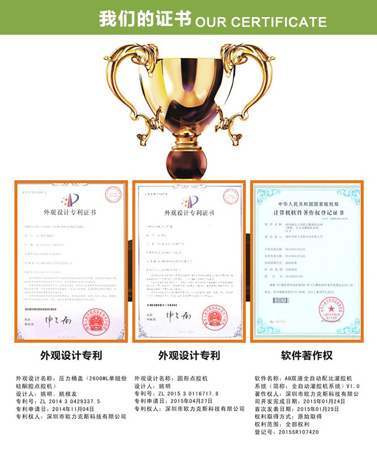 武藏點(diǎn)膠機(jī)專利證書